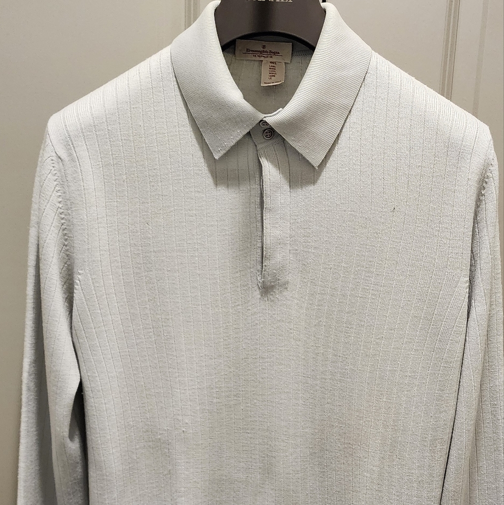 Ermenegildo Zegna 15milmil15 100% wool luxury fine gage double button polo.